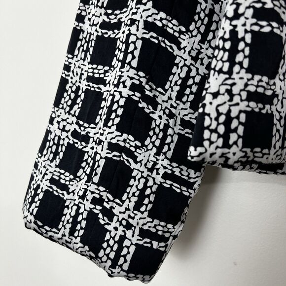 August Silk Vintage 100% Silk Blazer Black & White Women’s M - Picture 2 of 9